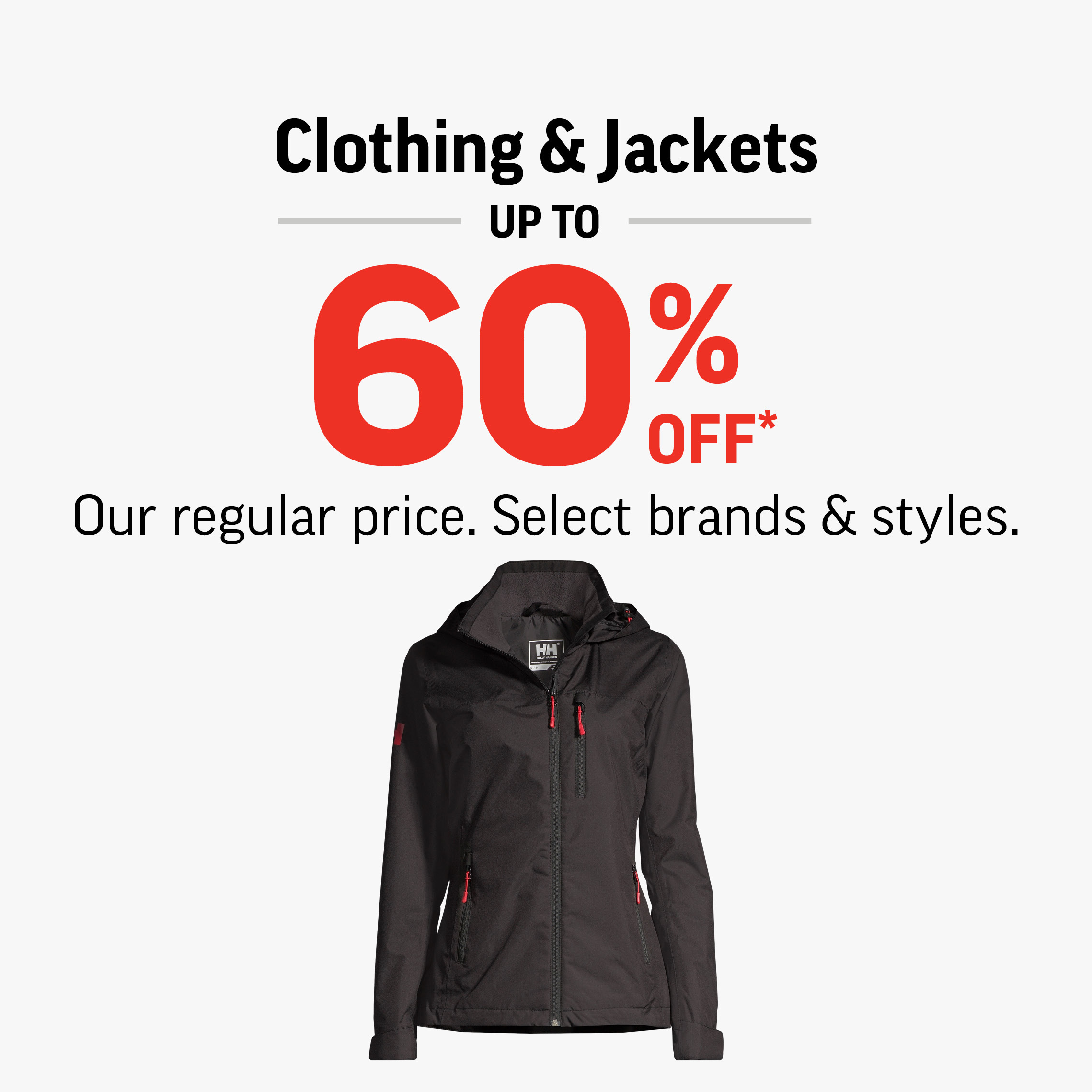 CLOTHING & JACKETS UP TO 60% OFF icon