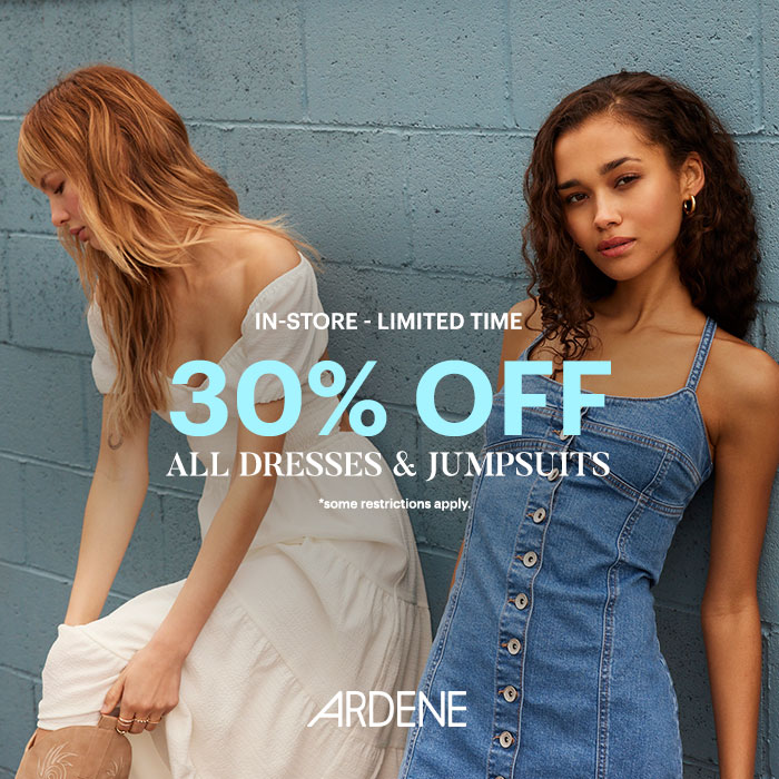 30% OFF ALL DRESSES &amp; JUMPSUITS icon
