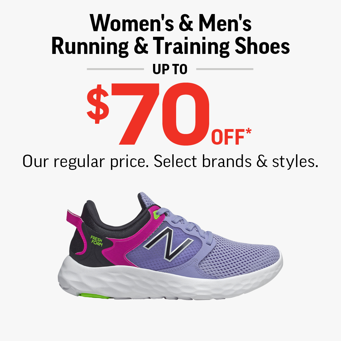 WOMEN’S & MEN’S RUNNING & TRAINING SHOES UP TO $70 OFF icon