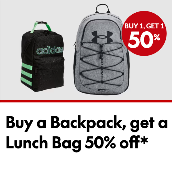 Buy One Backpack &amp; Get a Lunch Kit 50% Off* icon