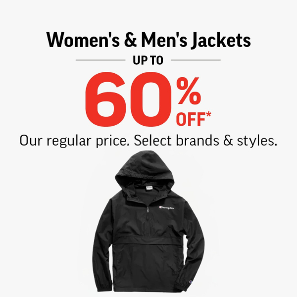 CHAMPION WOMEN’S & MEN’S JACKETS 60% OFF icon